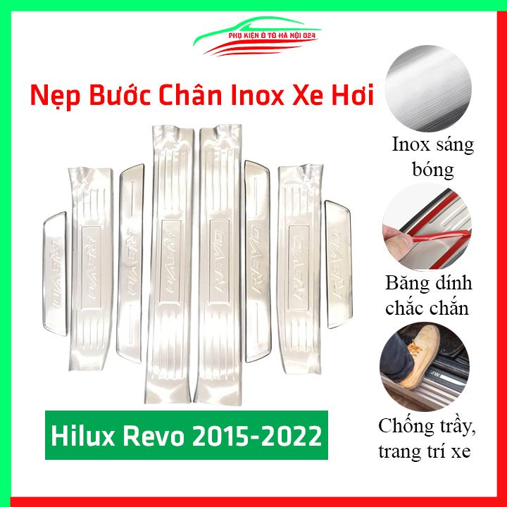 [Hilux Revo] Bộ Nẹp Bước Chân Trong Ngoài Bằng Inox Cho Ô Tô - Hilux Revo