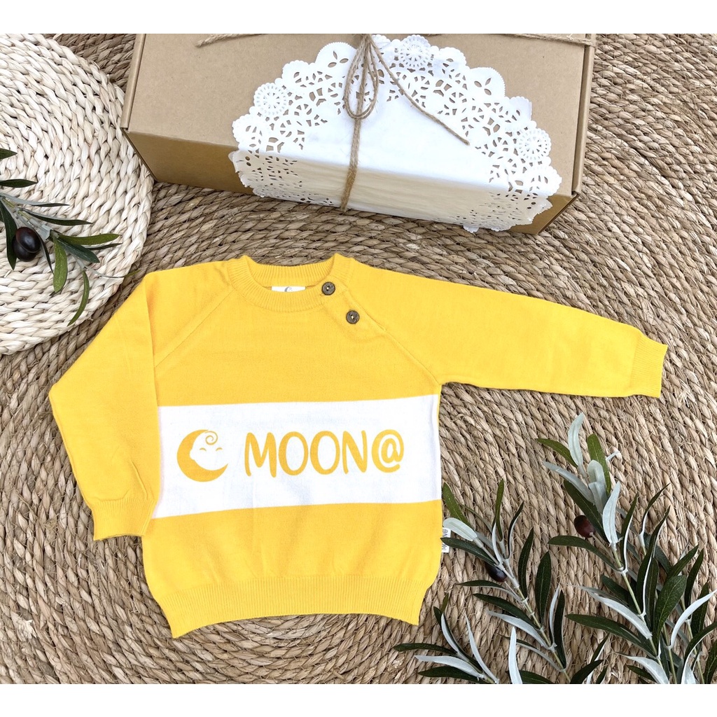 [MOON] Áo Len Chữ Moon Lông Cừu Dày Dặn Cho Bé 6M-3Y - Hàng chính hãng