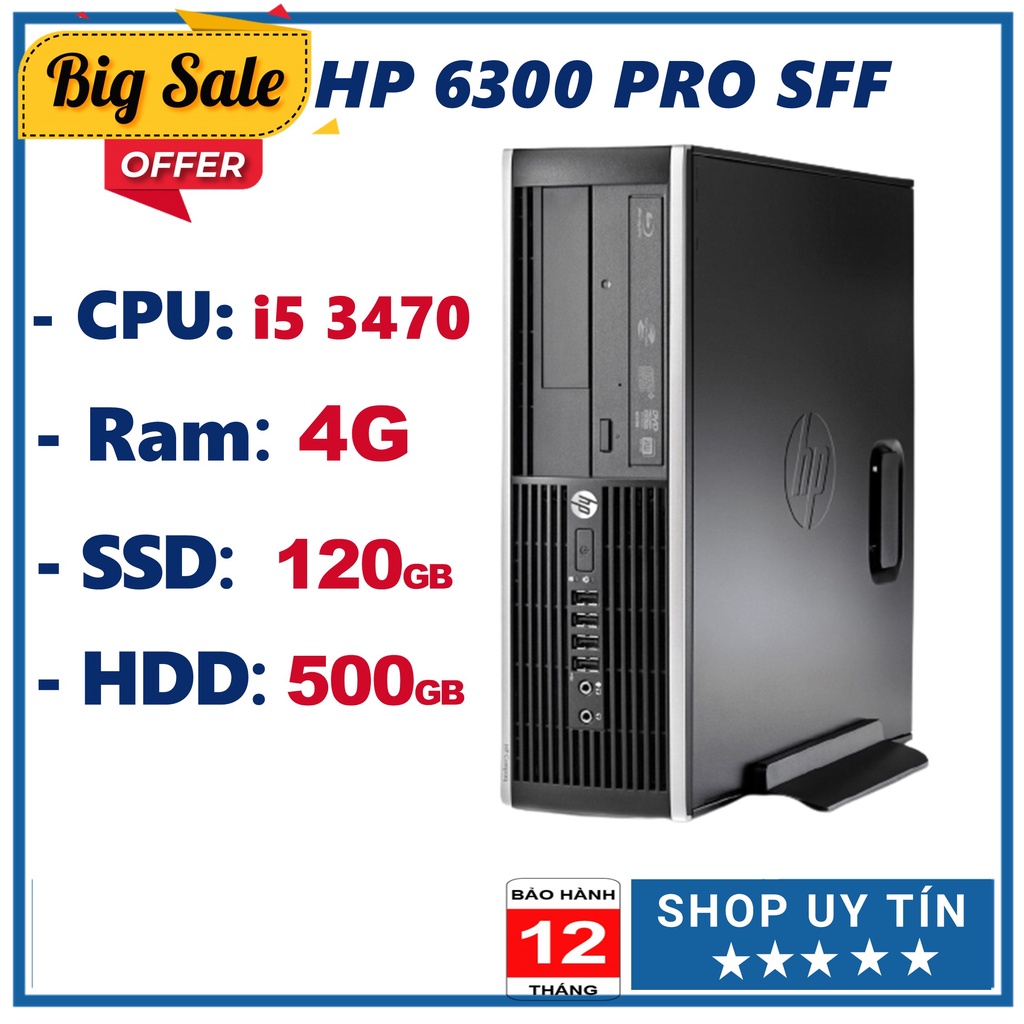 Máy Tính Để Bàn Giá Rẻ ⚡Freeship⚡ PC Đồng Bộ - HP 6300 Pro SFF (I5 3470/Ram 4G/SSD 120GB/HDD 500 GB) - BH 12 Tháng
