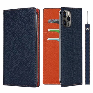 Ốp Ví Da Bò Chính Hãng Cho iPhone 12 Pro Max 13 14 15 16 17 Pro Max 11 Xs Xr X 12mini 7 Plus 8 SE 2020 Đứng Có Dây Buộc