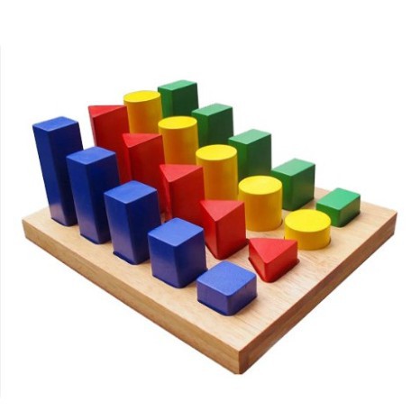 Giáo cụ Montessori - Bộ bảng khối trụ so sánh bằng gỗ hàng Việt Nam - Tamankids