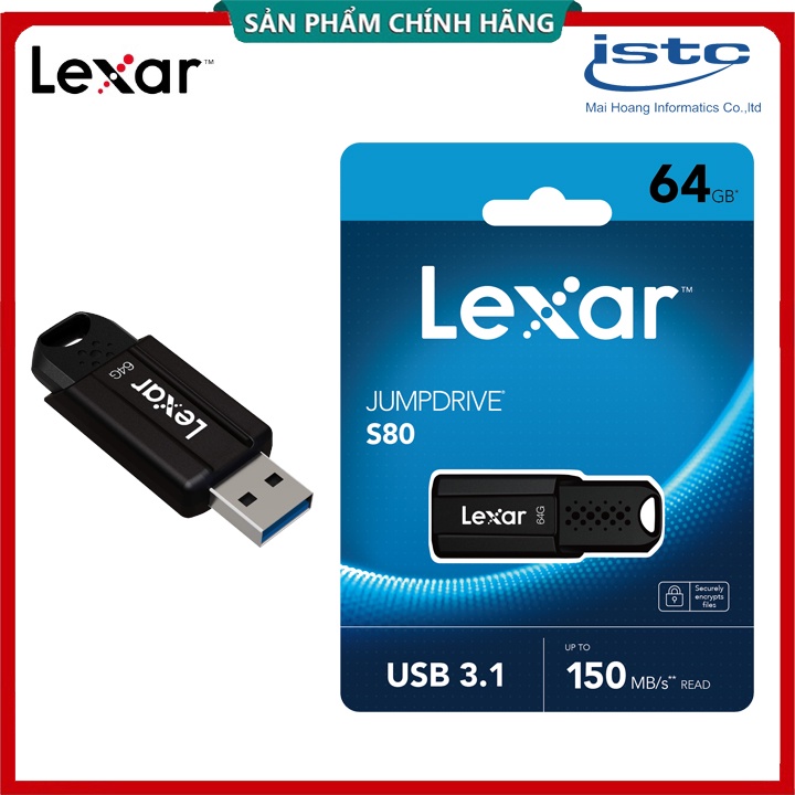 [Chính Hãng] USB Lexar JumpDrive 64GB | 32GB S80 USB 3.1 Flash Drive LJDS080032G-BNBNG