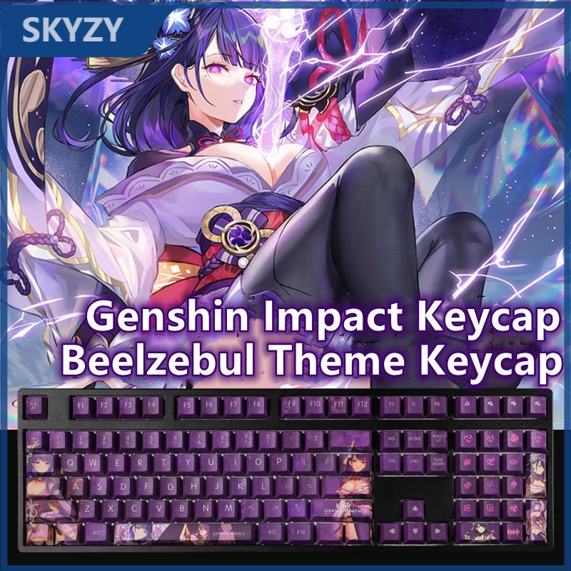 Genshin Impact Keycap Cherry Profile Beelzebul Theme Keycap Anime PBT Dye Thăng hoa Bàn phím cơ Keycap 108 Phím