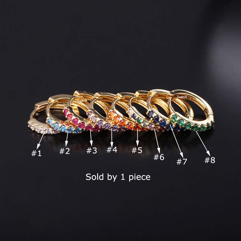 Khuyên tai lỗ xuyên dáng tròn ôm vành tai bằng đồng đính đá zircon nhân tạo
