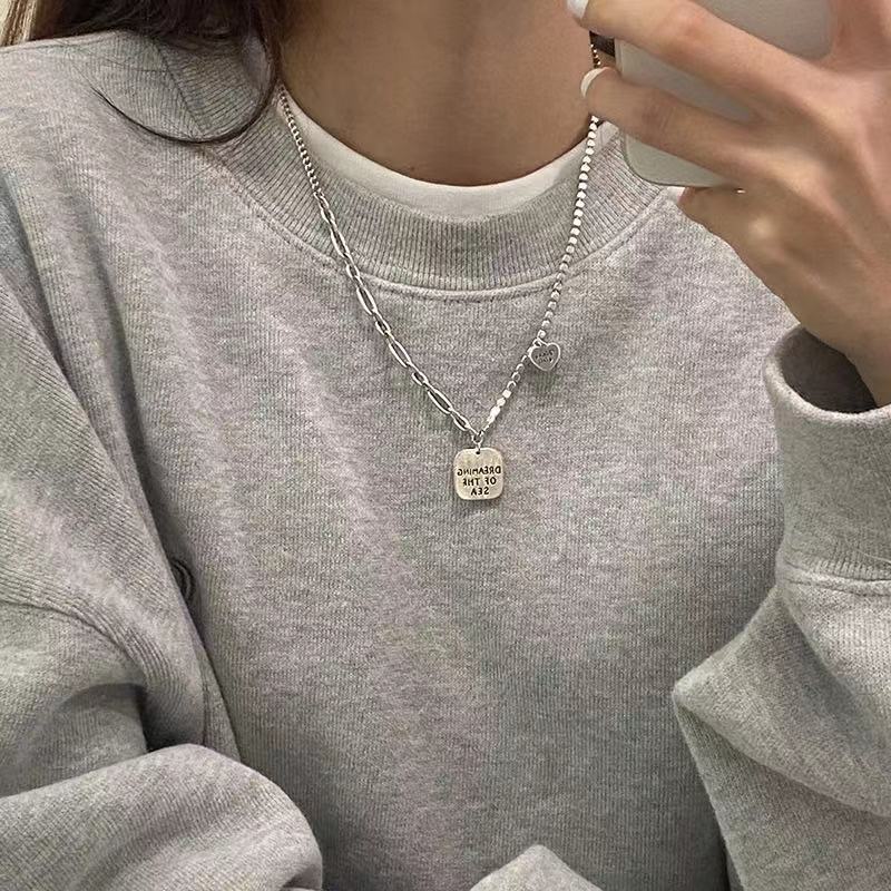 Dây chuyền mặt hình vuông phong cách retro hip hop