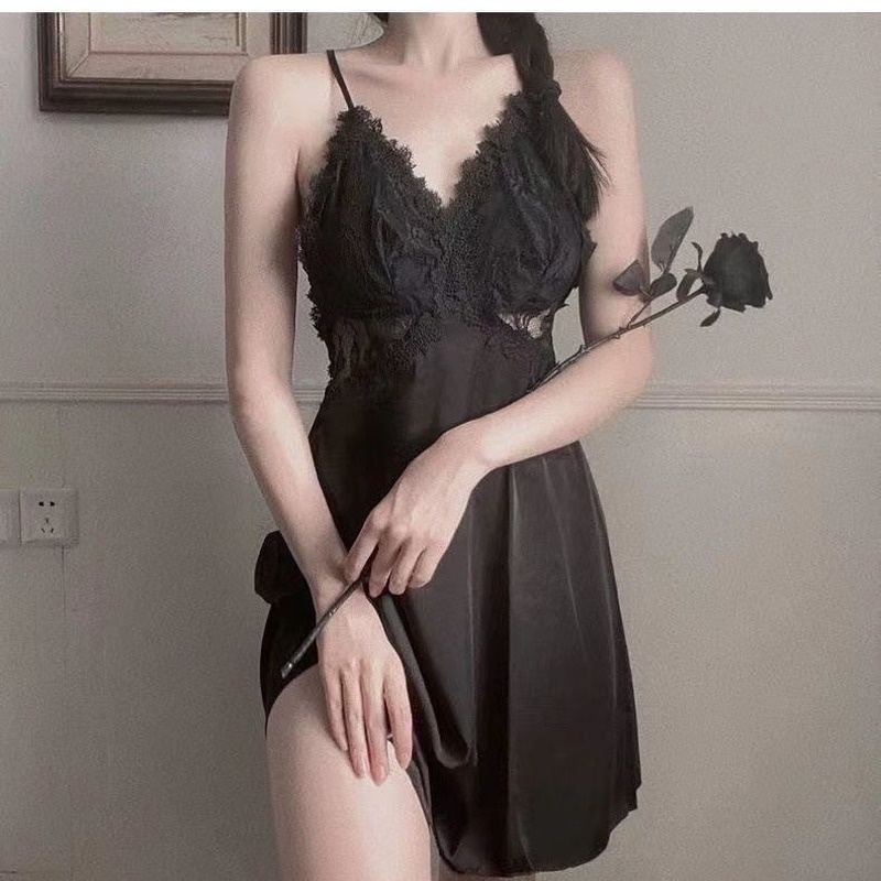 Đồ ngủ Hai Dây Hở Lưng Phối Ren Quyến Rũ Cho Nữ