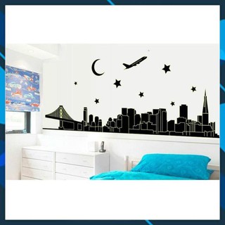 Decal dán tường Dạ quang ⚡ FREESHIP ⚡ Thành phố đêm - dán trang trí phòng ngủ Decal AmyShop