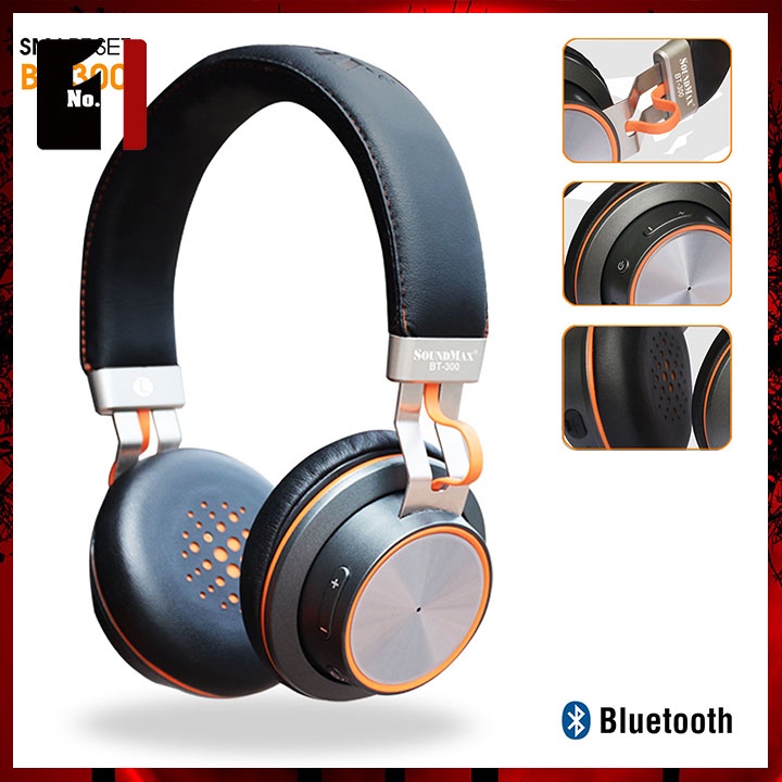 Tai Nghe Chụp Tai Bluetooth Chính Hãng SoundMAX BT300 Headphone Úp Tai Không Dây Blutooth