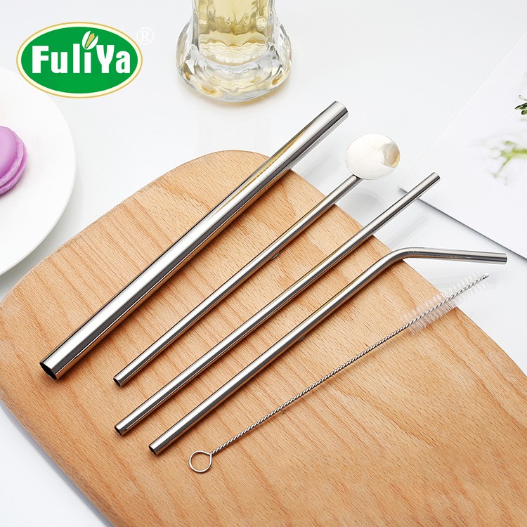 Combo 4 Ống Hút inox thẳng ngắn Không Gỉ Tái Sử Dụng Stainless Steel Straws - Thân Thiện Với Môi Trường - dài 21.5cm