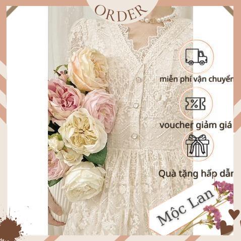 (MộcLan ORDER) Đầm ulzzang công chúa ren xoè 2 lớp cổ V cao cấp dáng dài|váy ren thiết kế tiểu thư sang chảnh | BigBuy360 - bigbuy360.vn