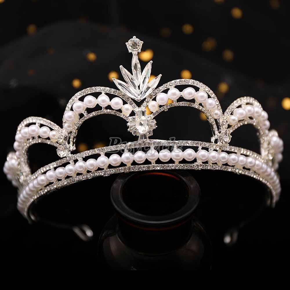 Băng Đô Vương Miện Đính Đá Và Ngọc Trai Nhân Tạo Thời Trang