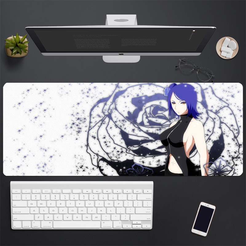 Lót chuột máy tính Anime Naruto kích cỡ bàn di chuột lớn 90x40cm chất liệu mouse pad cao su