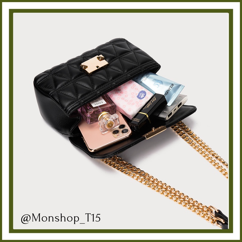 🌸order🌸 Túi xách da mềm đeo chéo nữ CEEKAY chính hãng vân tam giác khóa 2 nút - T15