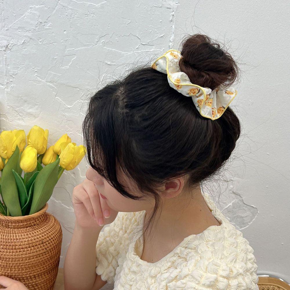 Dây Cột Tóc Cỡ Lớn Họa Tiết Hoa Dễ Thương Phong Cách Pháp Cho Nữ WMES15H