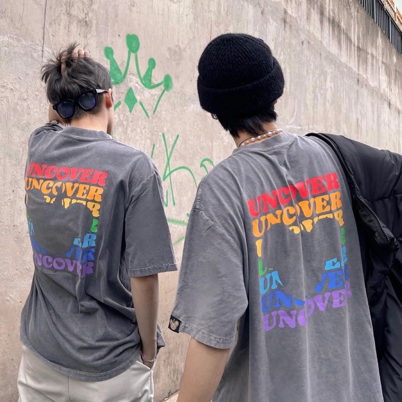 Áo thun UNCOVER 7 màu áo thun wash Xám full tag nam nữ
