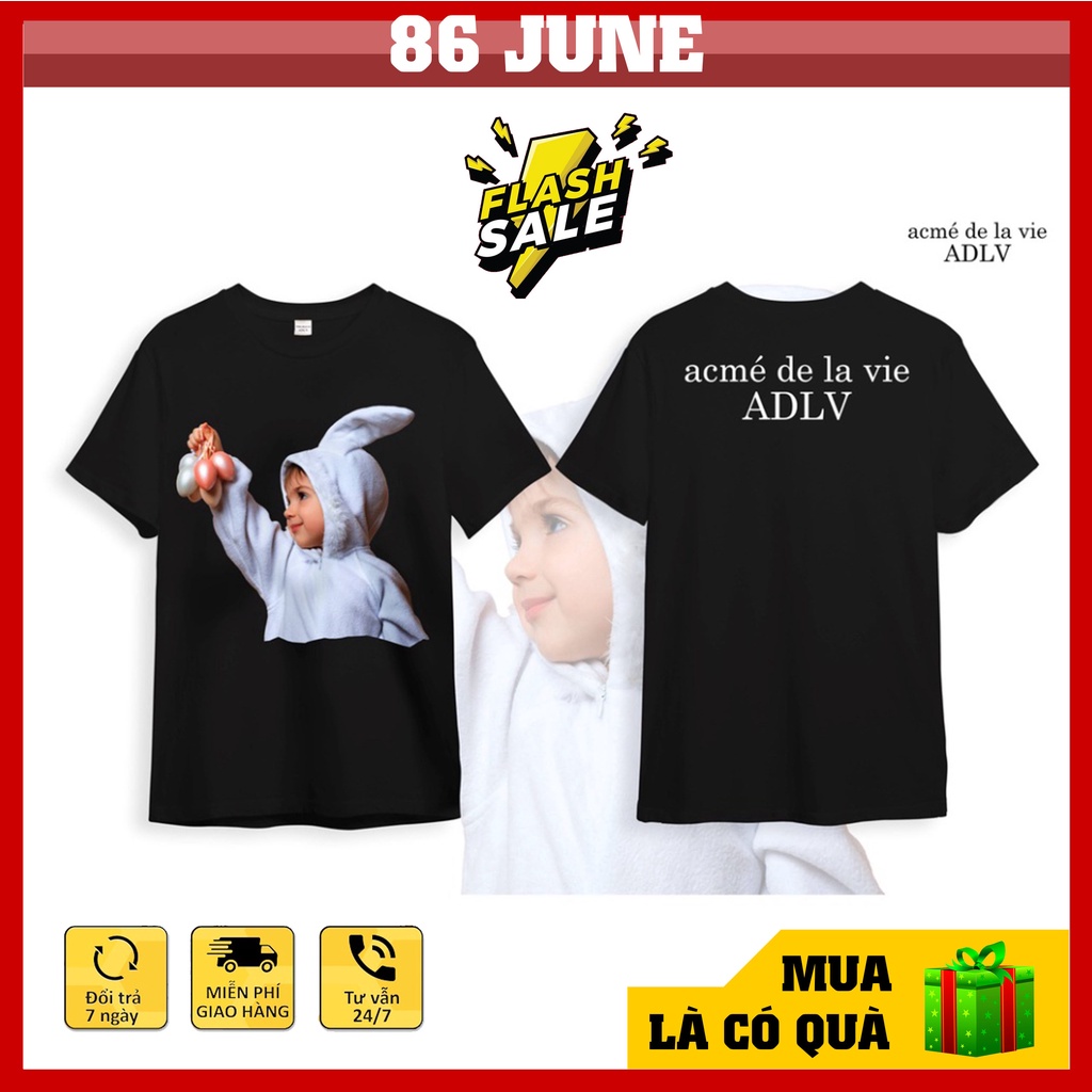 Áo thun nữ Acme de la vie BLACK RABBIT, áo thun nữ cá tính form rộng thụng tay lỡ unisex oversize