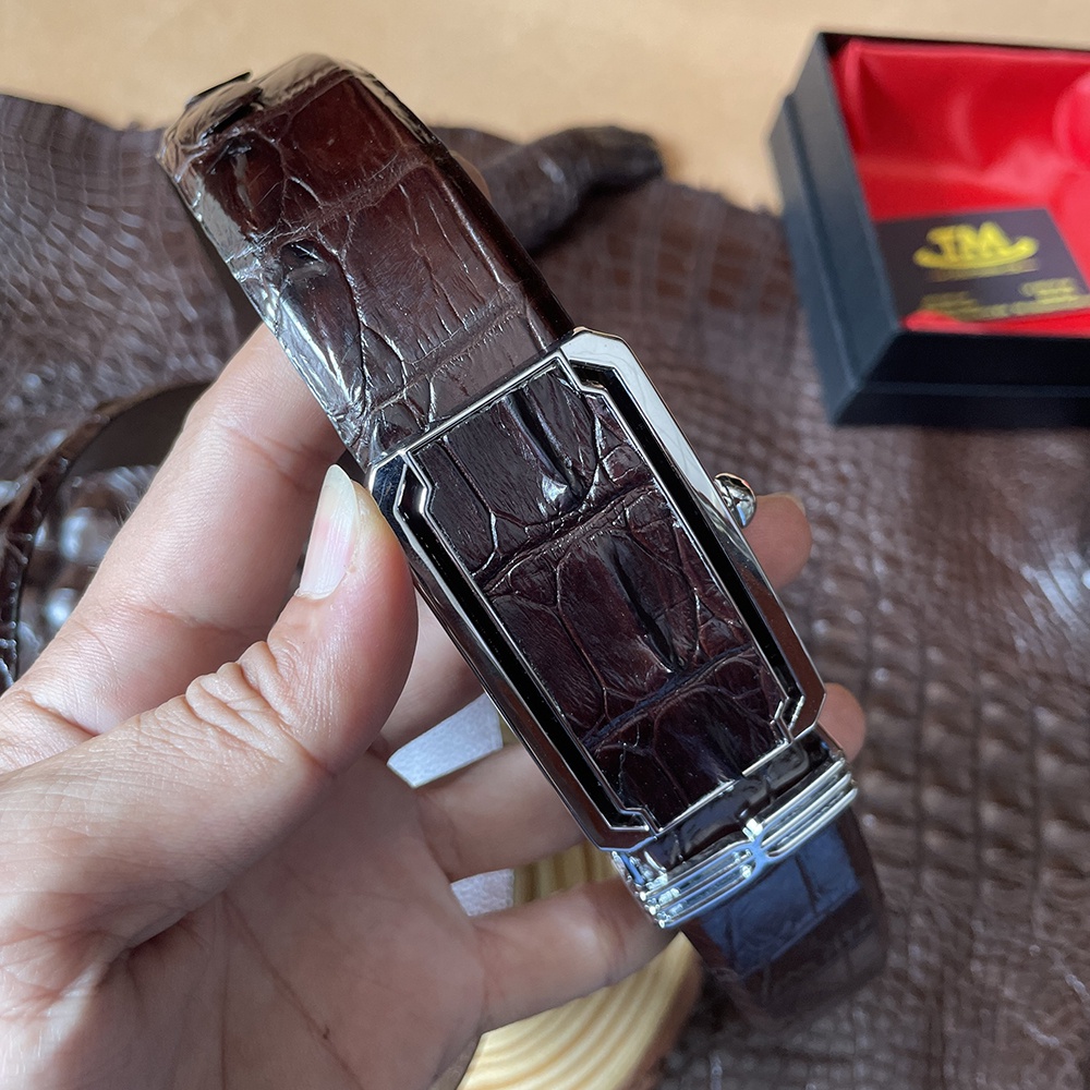 Dây Nịt Cá Sâu Thắt Lưng Nam Da Cá Sấu ST343 Bản Rộng 3.4cm Đủ Ba Màu Lựa Chọn Cam Kết Da Cá Sấu Thật 100% BH 24 Tháng