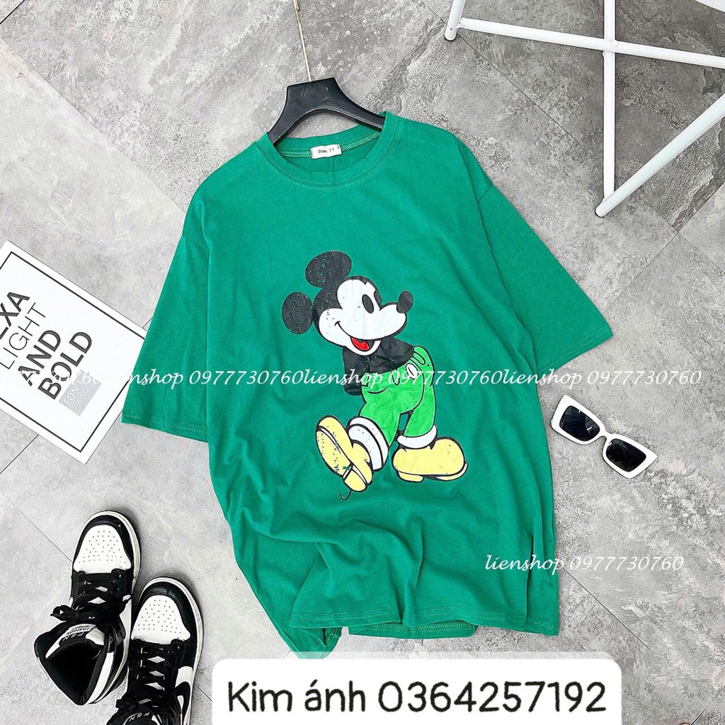 Áo Thun Mickey Dễ Thương Dáng Unisex Tay Lỡ Nam Nữ Oversize(45-75kg) HT011