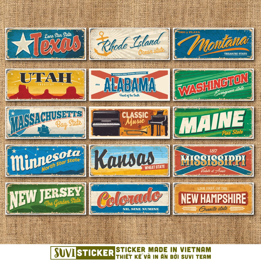 50 Sticker Classic Retro chống nước sticker dán laptop, điện thoại, đàn guitar, mũ bảo hiểm, vali. MSP: VR17