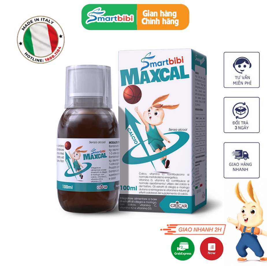 Vitamin D3 K2 và Canxi - Siro tăng chiều cao Smartbibi Maxcal giúp bé phát triển chiều cao vượt trội 100ml