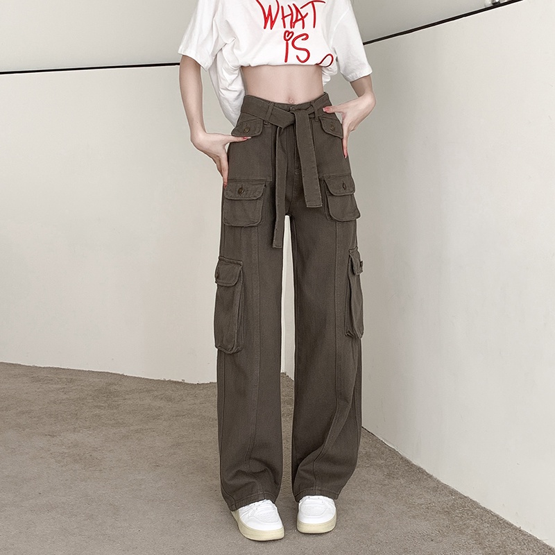 Quần jean dài ống rộng thiết kế độc đáo thời trang dành cho nữ