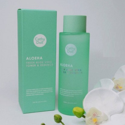 Nước hoa hồng lô hội tươi Cathy Doll AloeHa Fresh Aloe Vera Toner &amp; Essence 300ml cân bằng và cấp ẩm cho da