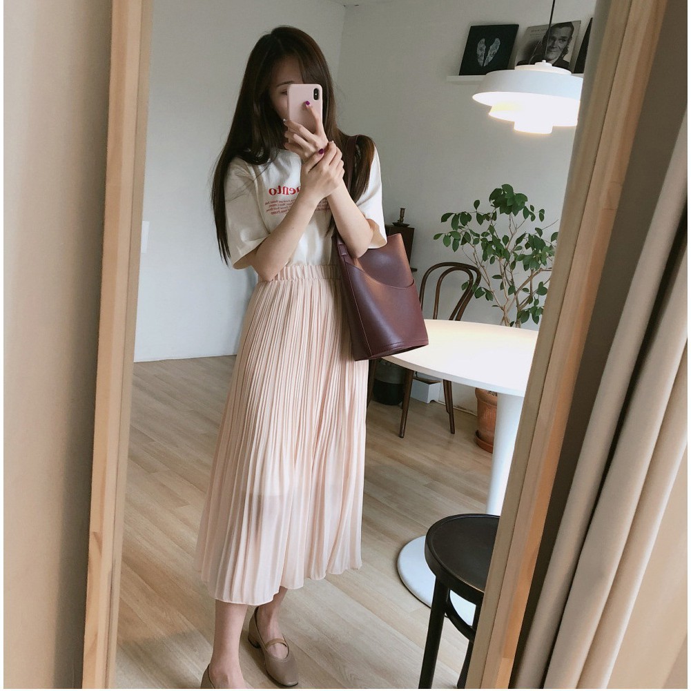 (Order-M) Ulzzang Chân váy midi xếp ly nhỏ Hàn Quốc M029-1 KS | BigBuy360 - bigbuy360.vn