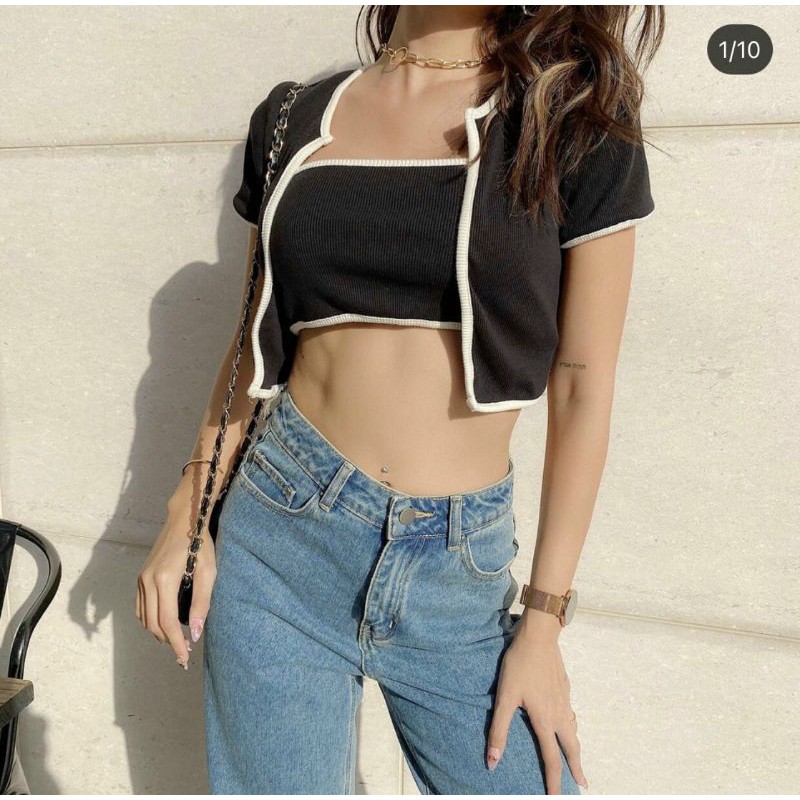 Sét croptop 2in1 phối viền CAO CẤP PUCA 2021