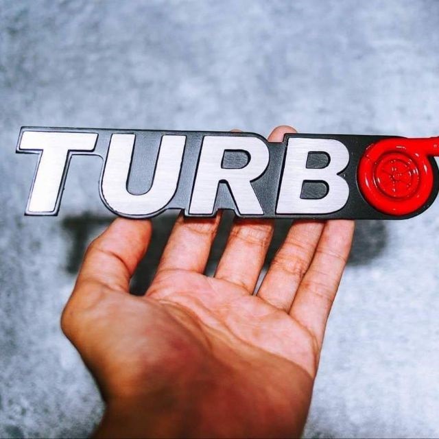 Decal chữ nổi Turbo trang trí xe ô tô