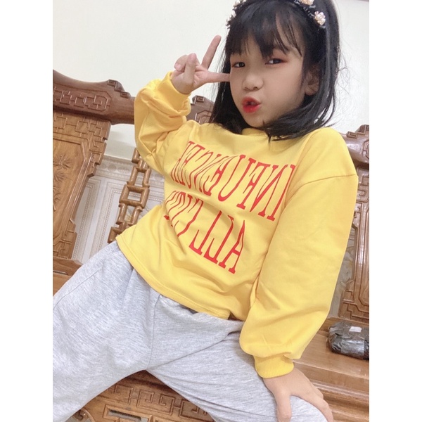 Bộ Nỉ Thể Thao Thu Đông Dài Tay Cho Bé Gái Size Đại