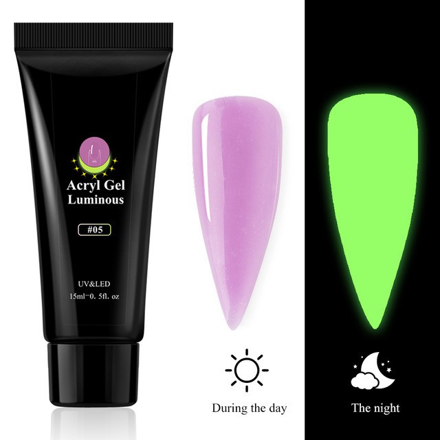 Gel UV nhựa acrylic đắp làm dài móng màu thạch dạ quang sáng tạo