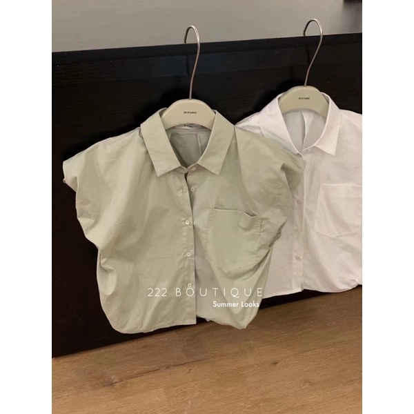 Áo dáng croptop sơ mi Miu Yi Z002