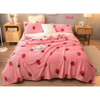 Chăn tuyết tăm lông thỏ hoa nỉ nhung hoa mềm bóng mịn TT15 chăn 4 mùa cao cấp hè thu đông giữ nhiệt tốt