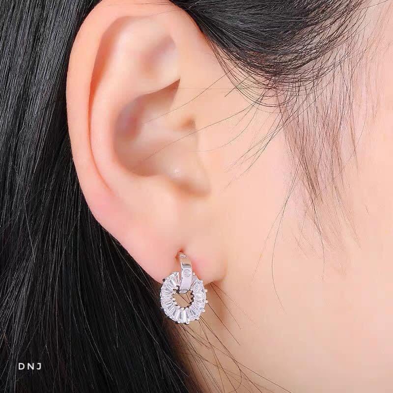 Bông tai bạc nữ đính đá kiểu dáng mới cực đẹp - Kho sỉ bạc Nhất Linh