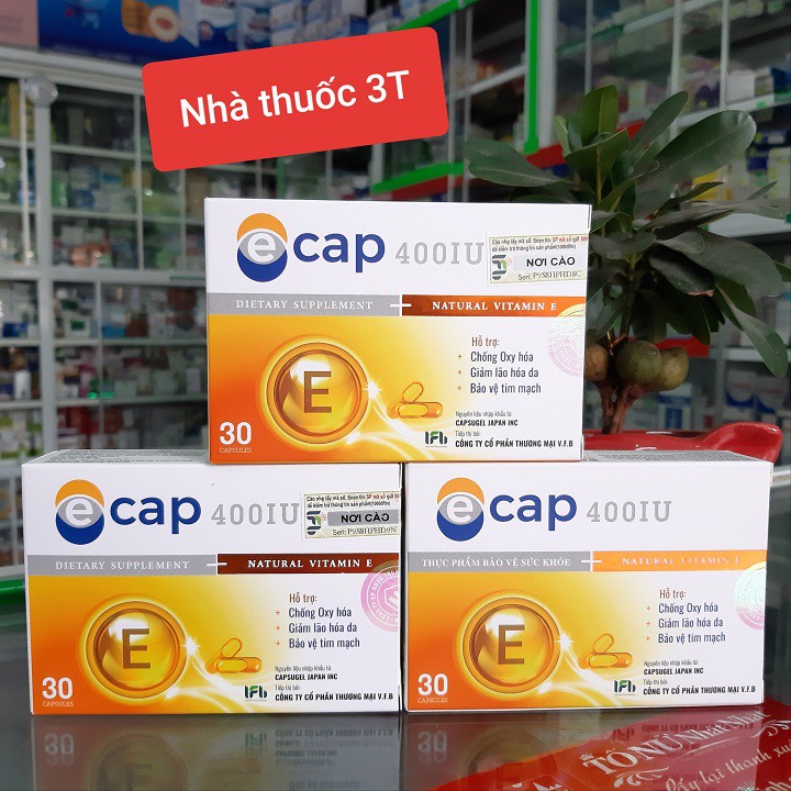 Ecap 400 Vitamin e thiên nhiên, giảm lão hoá, giảm nhăn da, chống oxy hóa, bảo vệ tim mạch.