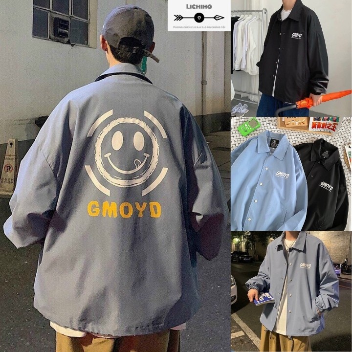 Áo khoác dù sơ mi unisex nam nữ form siêu rộng ulzzang street style Hàn Quốc GMOYD AKSMD01 LICHIHO 2 lớp xịn sò