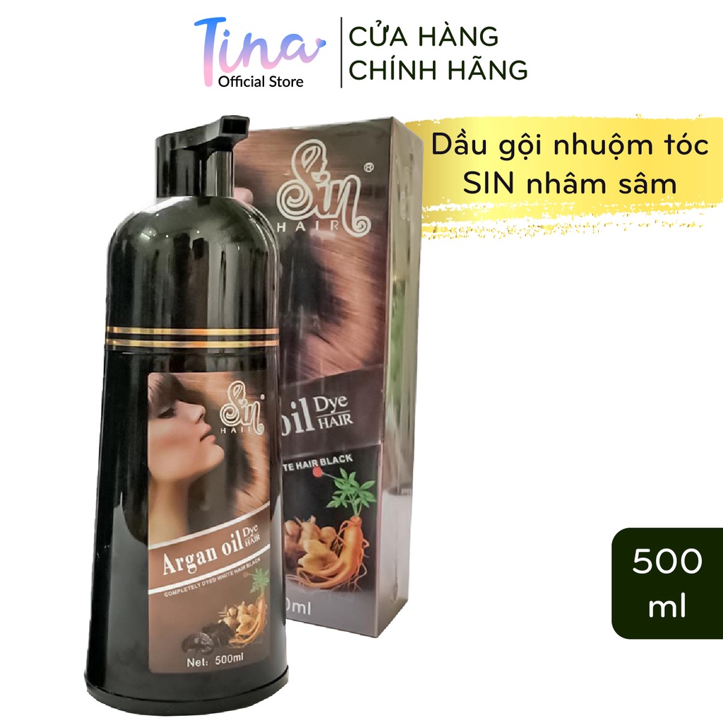 Dầu Gội Nhuộm Tóc Phủ Bạc Nhân Sâm SIN HAIR 500ml - TN008