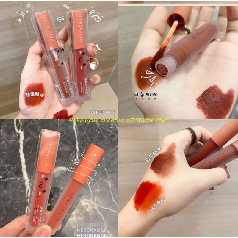 🌷XẢ KHO🌷Son Kem Lì Herorange Vỏ Đám Mây Trong Suốt - Logod.m