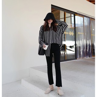 Áo So Mi Dáng Rộng Sọc Dọc