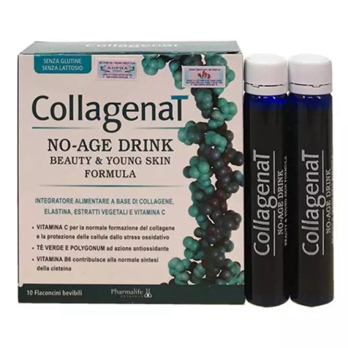 [CHÍNH HÃNG] Thực phẩm hỗ trợ giảm quá trinh lão hóa và làm sáng da Pharmalife Collagenat No-Age Drink 25ML X 10