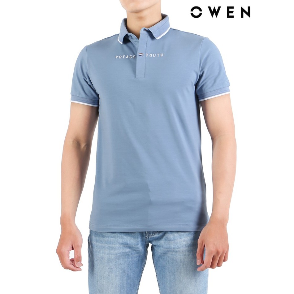 Áo polo ngắn tay Owen Bodyfit màu xanh - APV21856