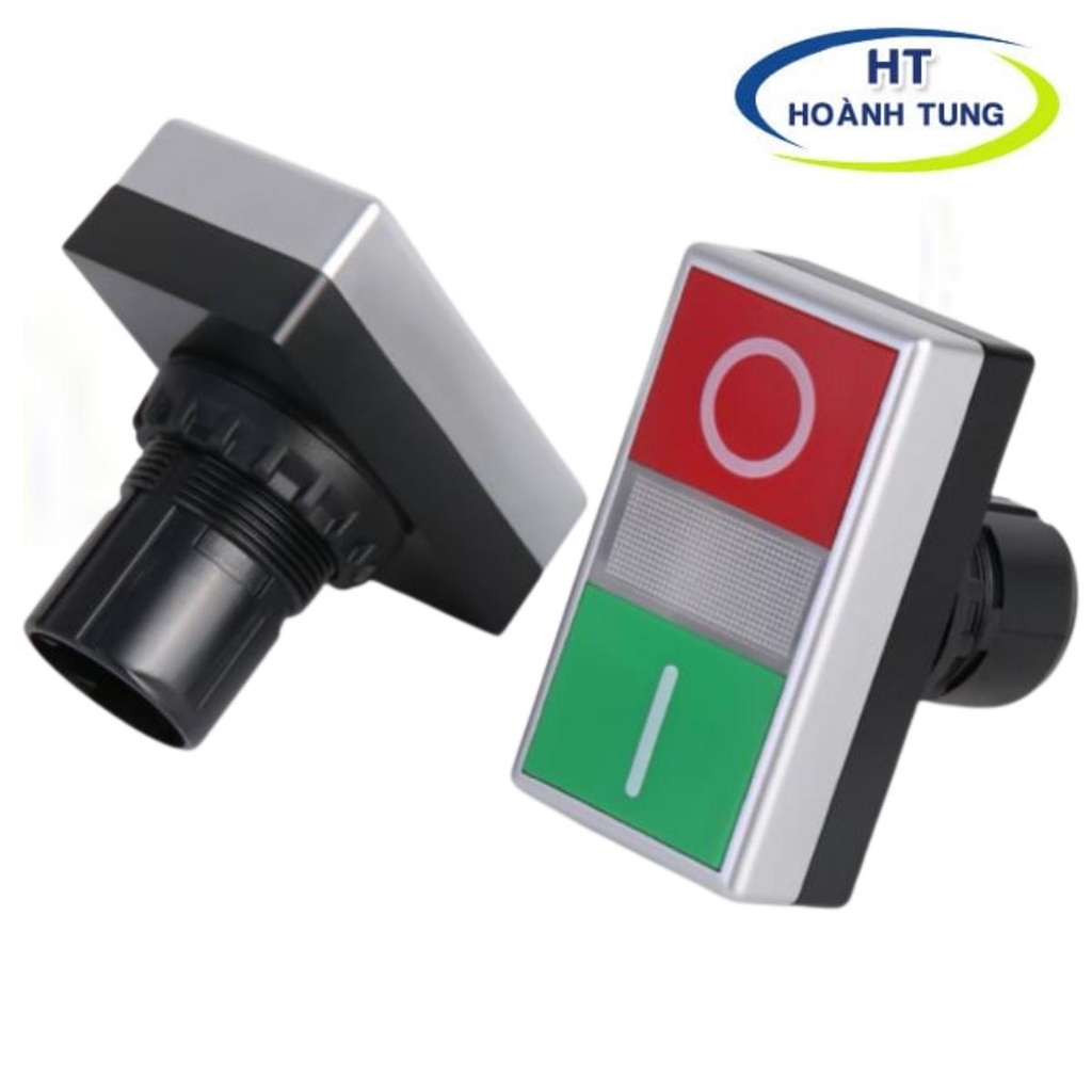 Công tắc nhấn đôi on-off có đèn LA38-11DRG phi 22mm điện áp 24VDC, 220VAC chất lượng tốt