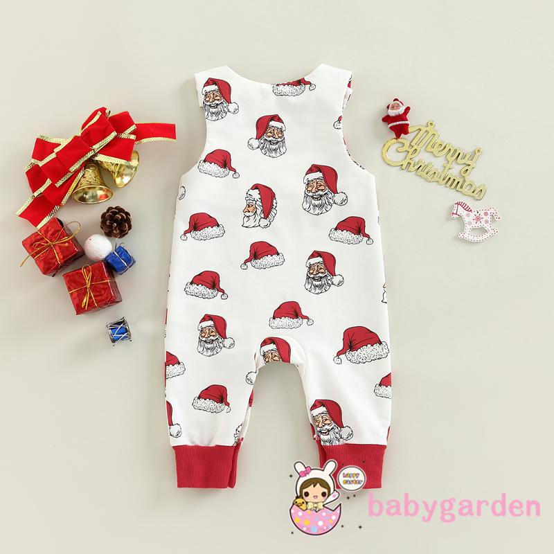 Áo Liền Quần Không Tay In Hình Ông Già Noel Cho Bé Trai 0-18 Tháng Tuổi