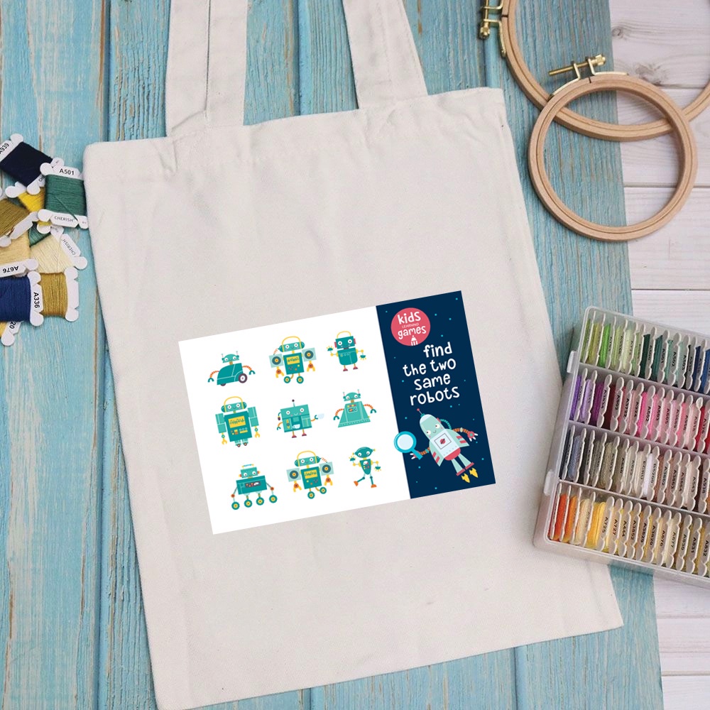 Túi vải túi Tote KID - Mẫu 1 vải canvas dày đẹp cho nữ có khóa miệng đi học đi chơi. In hình theo yêu cầu