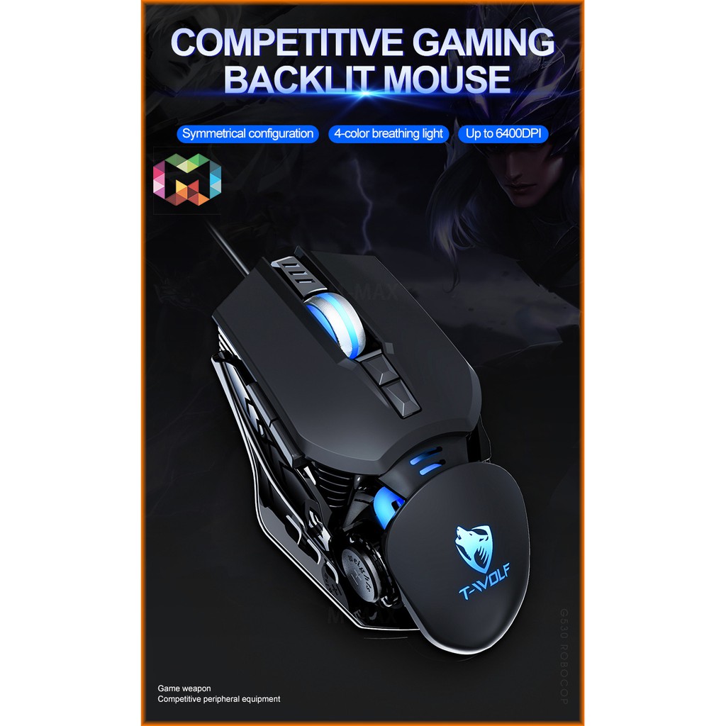 Chuột Gaming T-Wolf G530 Có Dây Phát Sáng