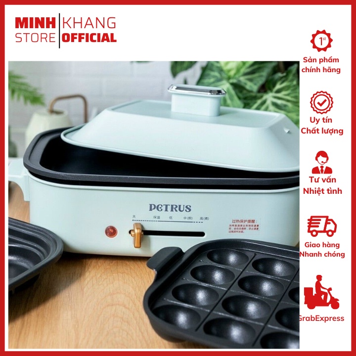 Nồi lẩu nướng đa năng 3 trong 1 PETRUS 3in1 lẩu, nướng, làm bánh - Minh Khang Tinh Dầu - Bảo Hành 12 Tháng