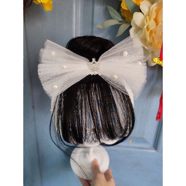 Băng đô nơ lưới vương miệng nhí xinh cho bé