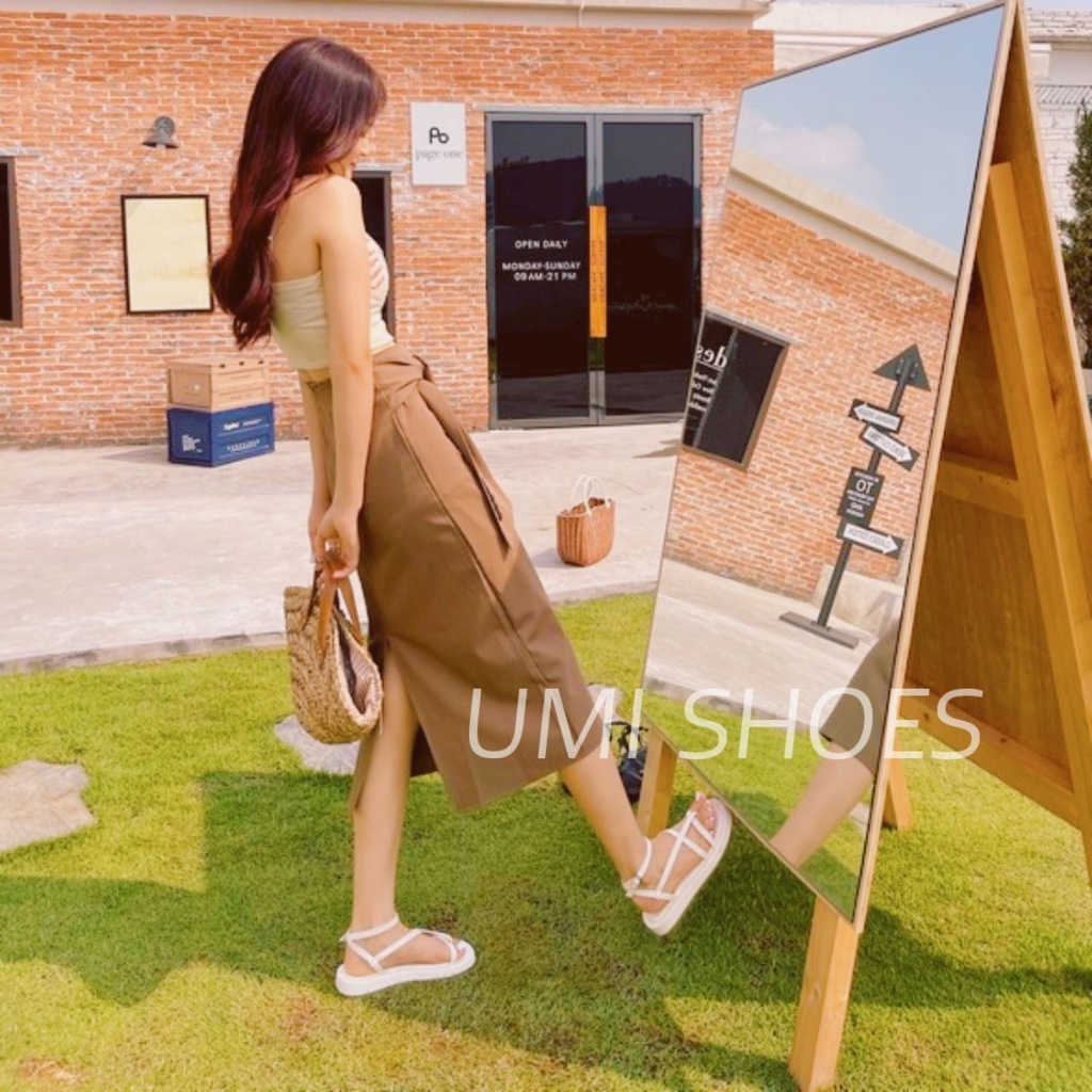 [NOWSHIP-SẴN] GIày Sandal Nữ Xỏ Ngón Kẹp Quai Mảnh Ngang Đế Bằng Dày Cao hot trend mới đơn giản đi chơi đi biển xinh đẹp