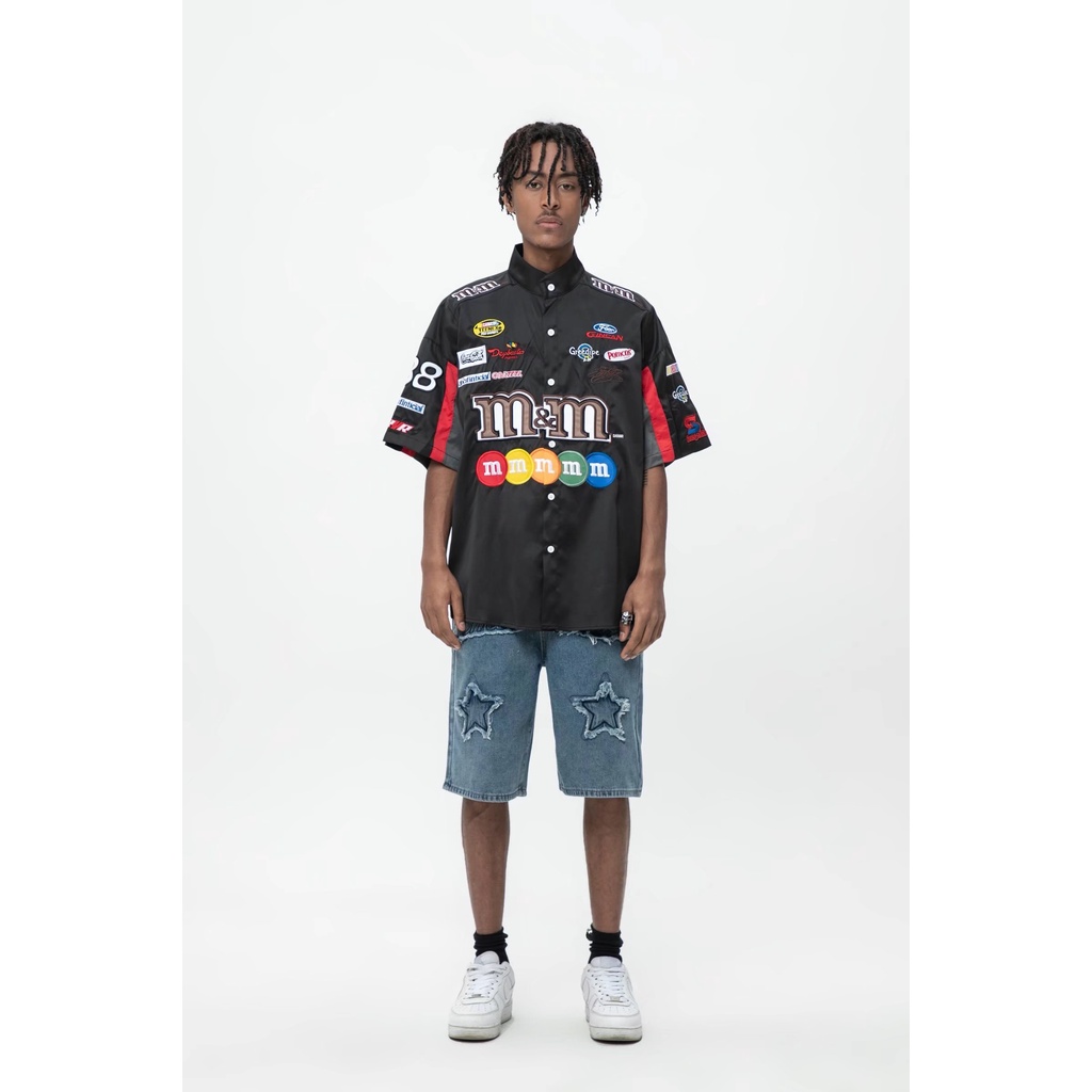 Áo Sơ Mi Tay Ngắn Thêu Họa Tiết Phong Cách Retro Thời Trang Mùa Hè Cho Nam Và Nữ Size M-3XL