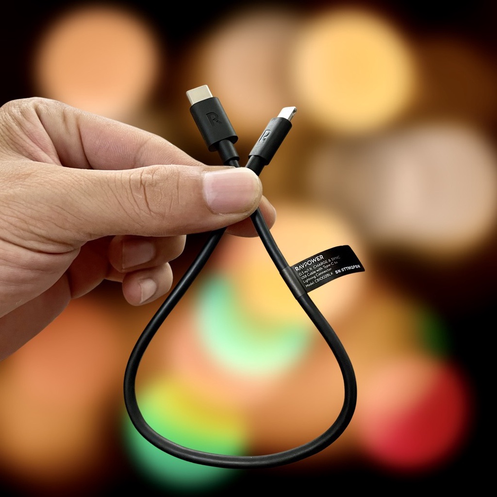 Cáp Ngắn Sạc Nhanh Type C to L RAVPower RP-CB1002BLK - 30cm - Sản Phẩm Chính Hãng - Bảo Hành 12 Tháng